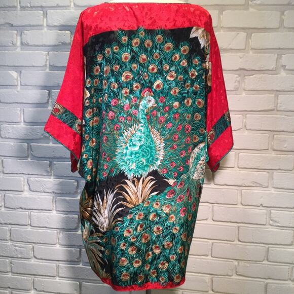 Vintage Mary McFadden Peacock Caftan Kaftan Dress Medium - Picture 4 of 8